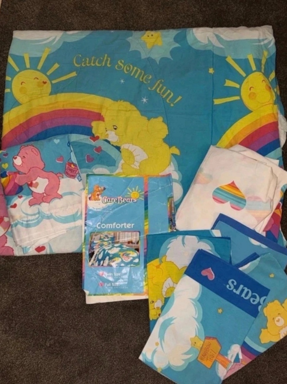 Vintage 2002 Care Bears Comforter Bed Set Twin/Full